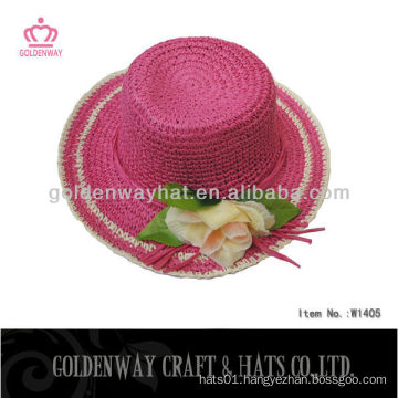 hot pink paper straw hat for summer